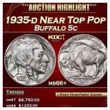 1935-d Buffalo Nickel Near Top Pop 5c ms66+ SEGS