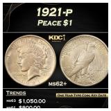 1921-p Peace Dollar $1 Grades ms62+