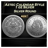 Aztec Calendar Style - 1 oz Silver Round Round