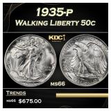 1935-p Walking Liberty Half Dollar 50c Grades ms66