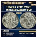 1943-s Walking Liberty Half Dollar TOP POP! 50c ms