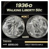 1936-d Walking Liberty Half Dollar 50c Grades ms65