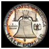 1953 Proof Franklin Half Dollar Rainbow Toned Near