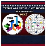 Tetris Art Style - 1 oz Silver Round Round