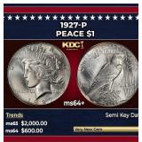1927-p Peace Dollar $1 Grades ms64+