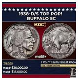 1938-d/s Buffalo Nickel TOP POP! 5c ms68+ SEGS