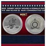 2023  Disney Micky Mouse & Donald Duck 1oz .999 Si
