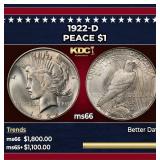 1922-d Peace Dollar $1 ms66 SEGS