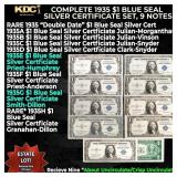 Complete 1935 $1 Blue Seal Silver Certificate Set,