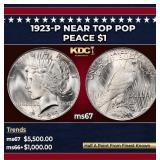 1923-p Peace Dollar Near Top Pop $1 ms67 SEGS