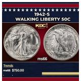 1942-s Walking Liberty Half Dollar 50c Grades ms66