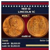 1931-d Lincoln Cent 1c ms66 rd SEGS