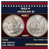 1902-p Morgan Dollar $1 Grades ms64+