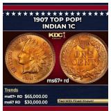 1907 Indian Cent TOP POP! 1c ms67+ rd SEGS