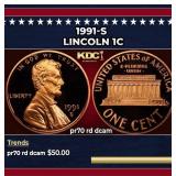 1991-s Proof Lincoln Cent 1c pr70 rd dcam SEGS