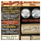 ER- SEARS Silver Peace Dollar $1 Roll UNC 20 Coin