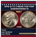 1976-d Ty 2 Eisenhower Dollar Near Top Pop $1 ms66