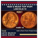 1929-s Lincoln Cent Near Top Pop! 1c ms66+ rd SEGS
