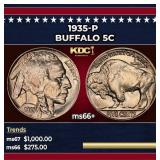 1935-p Buffalo Nickel 5c ms66+ SEGS