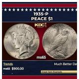 1935-p Peace Dollar $1 Grades ms65