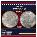 1881-p Morgan Dollar $1 Grades ms65+