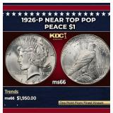 1926-p Peace Dollar Near Top Pop $1 ms66 SEGS
