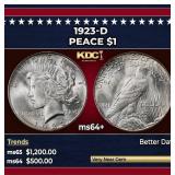 1923-d Peace Dollar $1 Grades ms64+