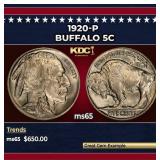 1920-p Buffalo Nickel 5c Grades ms65
