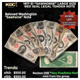 1x 1917 $1 Large Size Red Seal Legal Tender Note 