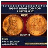 1938-p Lincoln Cent Near Top Pop 1c ms67+ rd SEGS