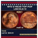 1973-d Lincoln Cent Near Top Pop 1c ms67 rd SEGS