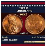 1922-d Lincoln Cent 1c ms65 rd SEGS