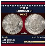 1891-p Morgan Dollar $1 ms64+ SEGS