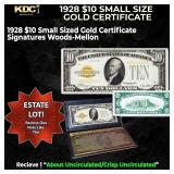 1x 1928 $10 Small Size Gold Certificate Grades AU/