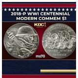 2018-p WWI Centennial Modern Commem Dollar $1 ms70