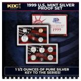 1999 United States Silver Proof Set about 1 1/2 ou