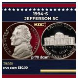 1994-s Proof Jefferson Nickel 5c pr70 dcam SEGS
