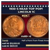 1930-s Lincoln Cent Near Top Pop! 1c ms66+ rd SEGS