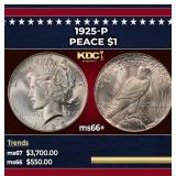 1925-p Peace Dollar $1 ms66+ SEGS