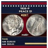 1926-p Peace Dollar $1 ms65+ SEGS