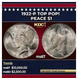 1922-p Peace Dollar TOP POP! $1 ms67 SEGS