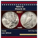 1934-d Peace Dollar $1 Grades ms64