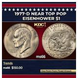 1977-d Eisenhower Dollar Near Top Pop $1 ms66 SEGS