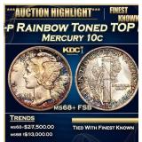 1916-p Mercury Dime Rainbow Toned TOP POP! 10c ms6