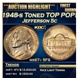 1948-s Jefferson Nickel Toned TOP POP! 5c ms67+ 5F