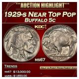 1929-s Buffalo Nickel Near Top Pop 5c ms67 SEGS
