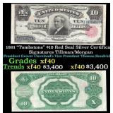 1891 $10 Red Seal Silver Certificate "Tombstone" G