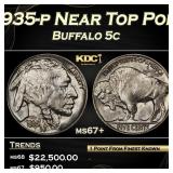 1935-p Buffalo Nickel Near Top Pop 5c ms67+ SEGS
