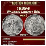 1939-s Walking Liberty Half Dollar 50c ms66+ SEGS