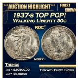 1937-s Walking Liberty Half Dollar TOP POP! 50c ms